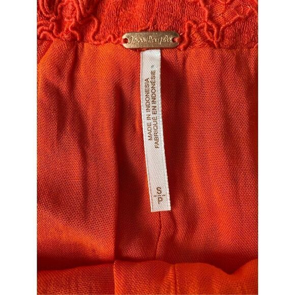 Free People Red Wild Laces Pull-On Crop Flare Pants - Picture 7 of 10